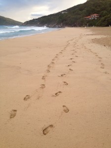 BVIs - Footprints on Beach